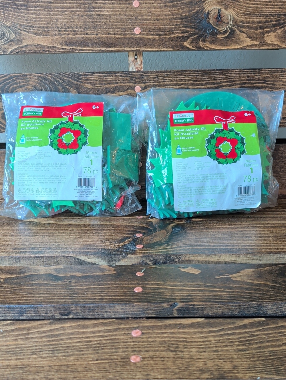 Two Creatology Foam Green and Red Wreath Activity Kits